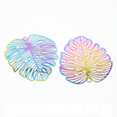 2 x Ion Multi Plated Stainless Steel Pendants Filigree Monstera - 50x45mm