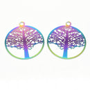 2 x Ion Multi Plated Stainless Steel Pendants Filigree Tree - 23x20mm