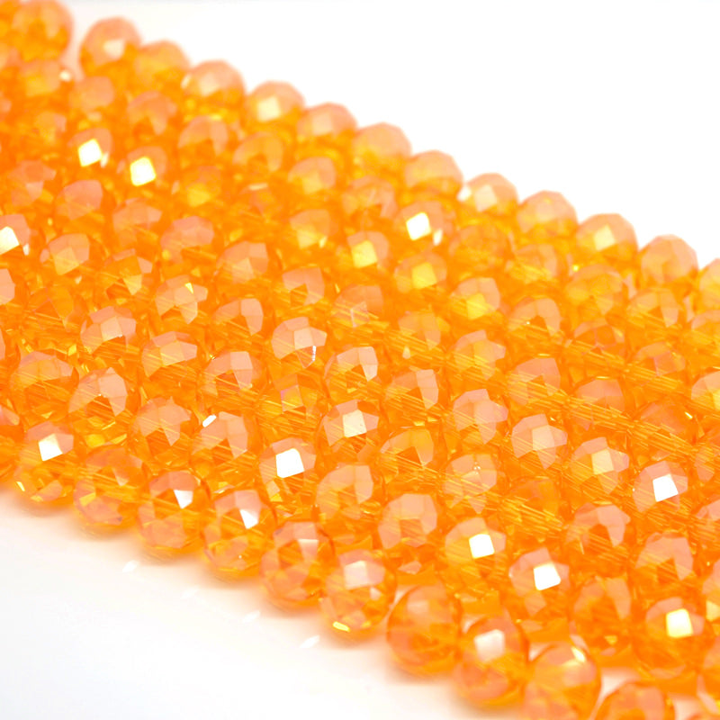 Faceted Rondelle Glass Beads - Light Orange Lustre