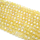 Faceted Rondelle Glass Beads - Light Topaz Lustre
