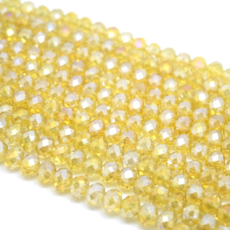Faceted Rondelle Glass Beads - Light Topaz Lustre