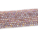 Faceted Rondelle Glass Beads - Amethyst Lustre/AB