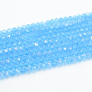 Faceted Rondelle Glass Beads - Aquamarine Lustre/AB