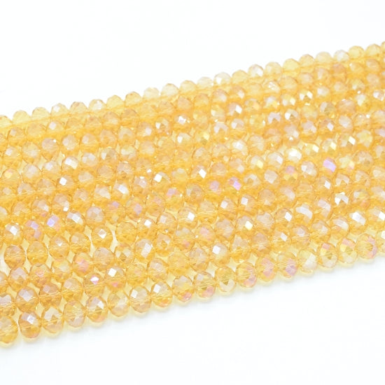 Faceted Rondelle Glass Beads - Champagne Lustre/AB
