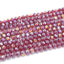 Faceted Rondelle Glass Beads - Dark Siam Lustre/AB