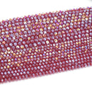 Faceted Rondelle Glass Beads - Dark Siam Lustre/AB