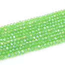 Faceted Rondelle Glass Beads - Fern Green Lustre/AB