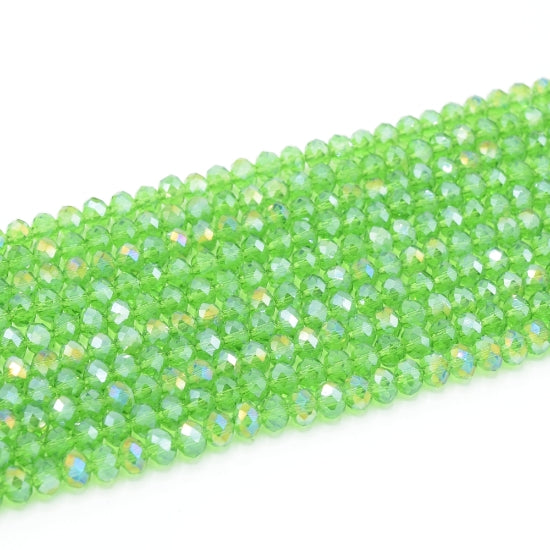 Faceted Rondelle Glass Beads - Fern Green Lustre/AB
