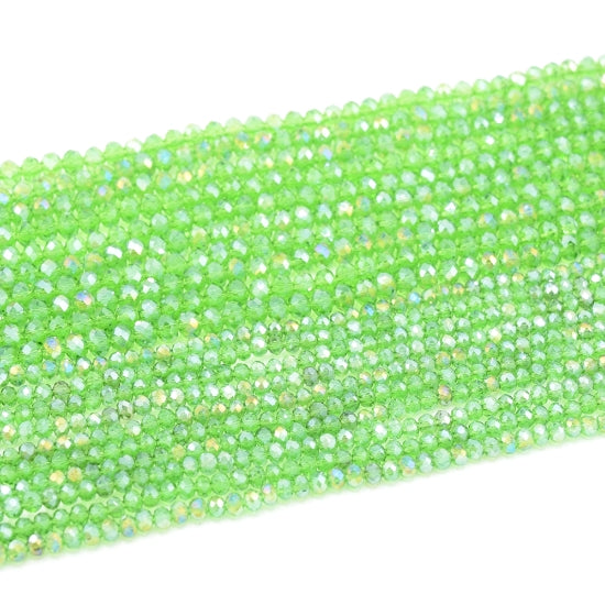 Faceted Rondelle Glass Beads - Fern Green Lustre/AB