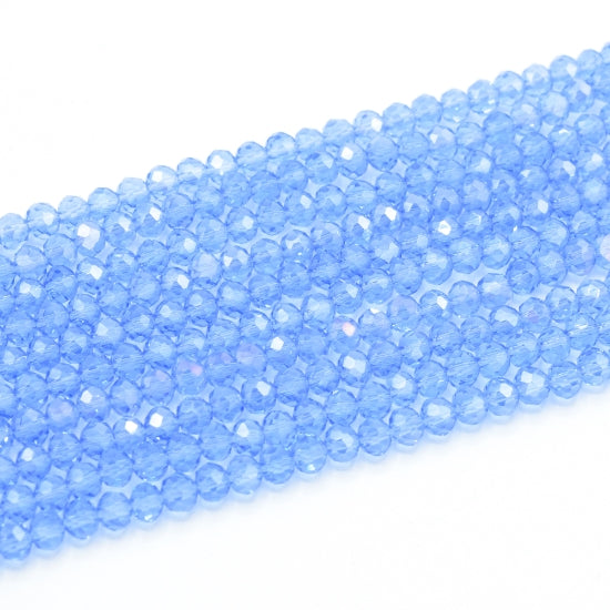 Faceted Rondelle Glass Beads - Ice Blue Lustre/AB