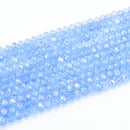 Faceted Rondelle Glass Beads - Ice Blue Lustre/AB