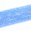 Faceted Rondelle Glass Beads - Ice Blue Lustre/AB