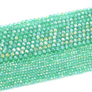 Faceted Rondelle Glass Beads - Light Emerald Lustre/AB
