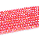 Faceted Rondelle Glass Beads - Light Siam Lustre/AB