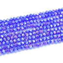 Faceted Rondelle Glass Beads - Royal Blue Lustre/AB