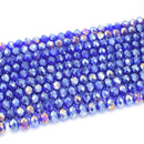 Faceted Rondelle Glass Beads - Royal Blue Lustre/AB