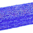 Faceted Rondelle Glass Beads - Royal Blue Lustre/AB