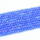 Faceted Rondelle Glass Beads - Sapphire Lustre/AB