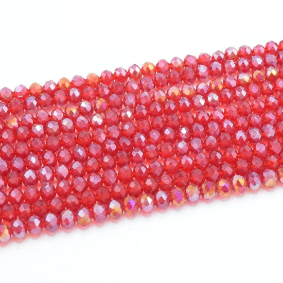 Faceted Rondelle Glass Beads - Siam Lustre/AB