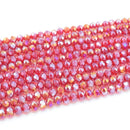 Faceted Rondelle Glass Beads - Siam Lustre/AB