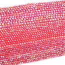 Faceted Rondelle Glass Beads - Siam Lustre/AB