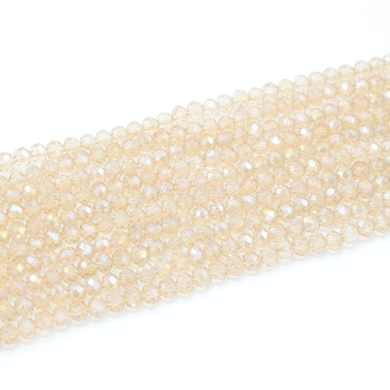 Faceted Rondelle Glass Beads - Taupe Lustre/AB