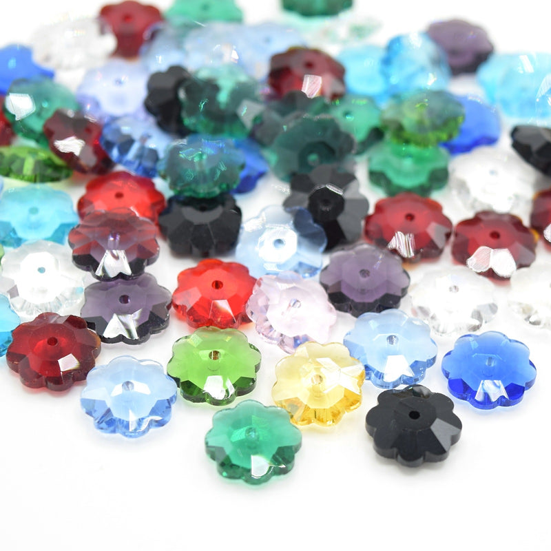 20 x Faceted Glass Flower Marguerite Beads 10x4mm - Mixed