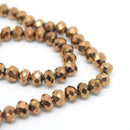 STAR BEADS: FACETED RONDELLE GLASS BEADS - METALLIC BRONZE - Rondelle Beads