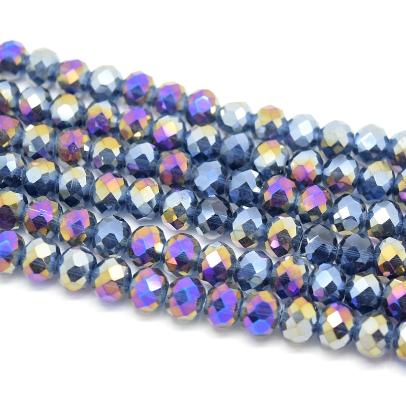 Faceted Rondelle Glass Beads - Montana AB