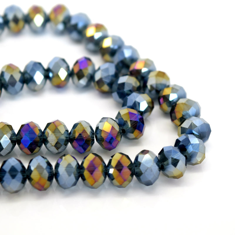 STAR BEADS: FACETED RONDELLE GLASS BEADS - MONTANA AB - Rondelle Beads