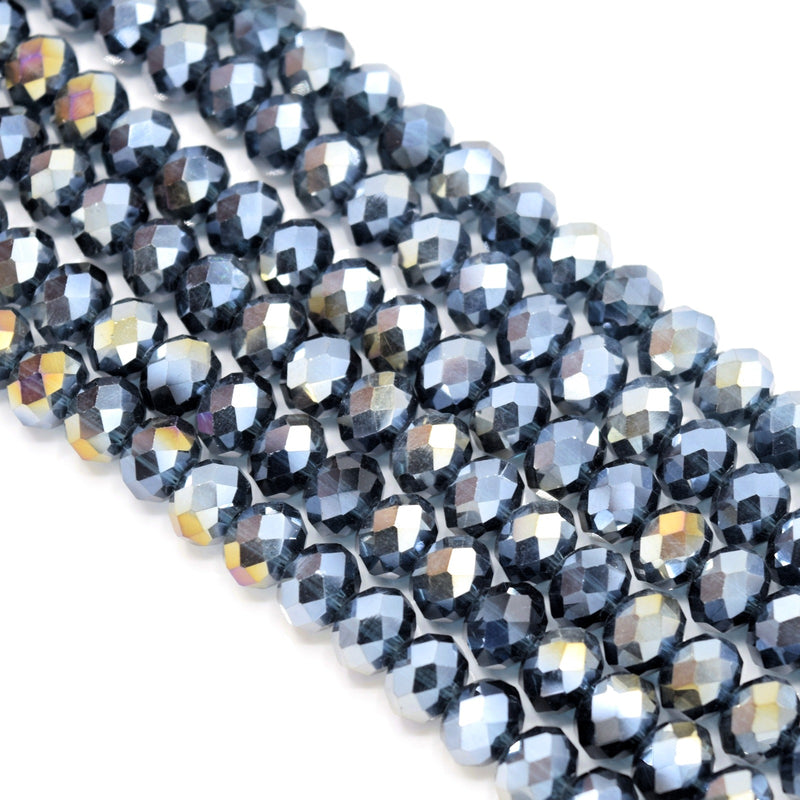 Faceted Rondelle Glass Beads - Montana Lustre