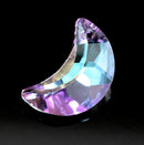 5 x Faceted Glass Moon Pendants Silver Plated 20mm - Lilac / Blue