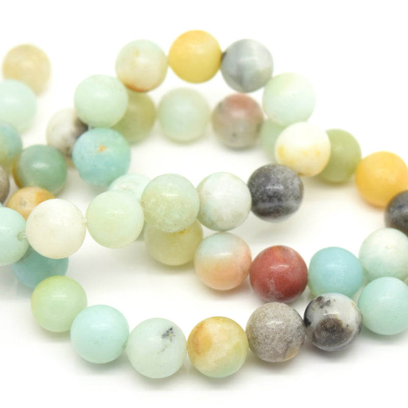 STAR BEADS: 48 x Round 8mm Strand Gemstone Beads - Natural Amazonite - Glass Gemstone Beads