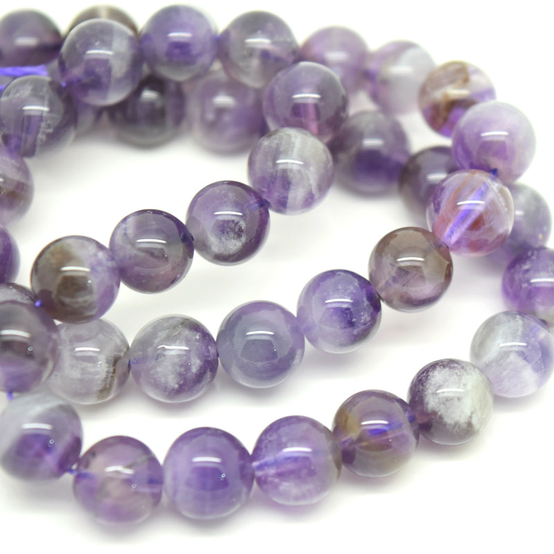 STAR BEADS: 49 x Round 8mm Strand Gemstone Beads - Natural Amethyst (Grade B) - Glass Gemstone Beads