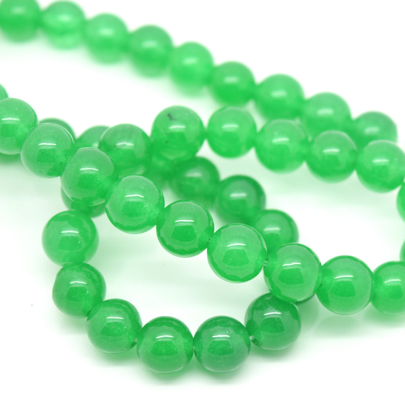 STAR BEADS: 48 x Round 8mm Strand Gemstone Beads - Natural Green Adventurine - Glass Gemstone Beads