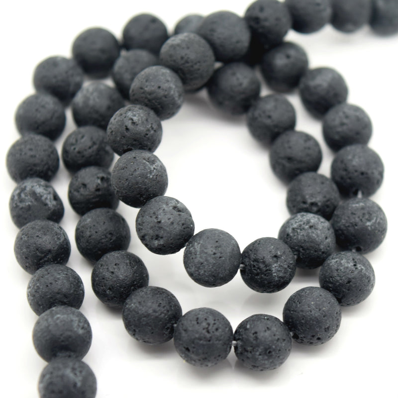 STAR BEADS: 48 x Round 8mm Strand Gemstone Beads - Natural Lava - Glass Gemstone Beads