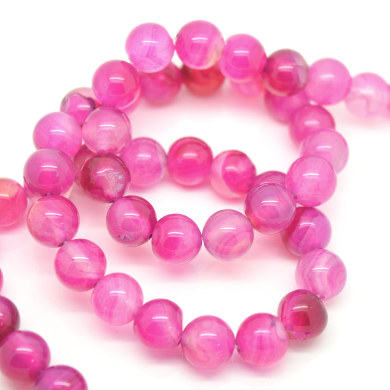 STAR BEADS: 48 x Round 8mm Strand Gemstone Beads - Natural Rose Agate - Glass Gemstone Beads