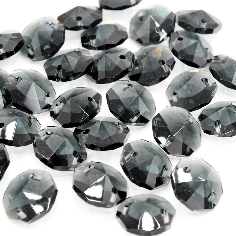 Octagon Glass Beads 14mm - Black Diamond