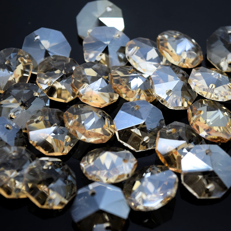 Octagon Glass Beads 14mm - Champagne