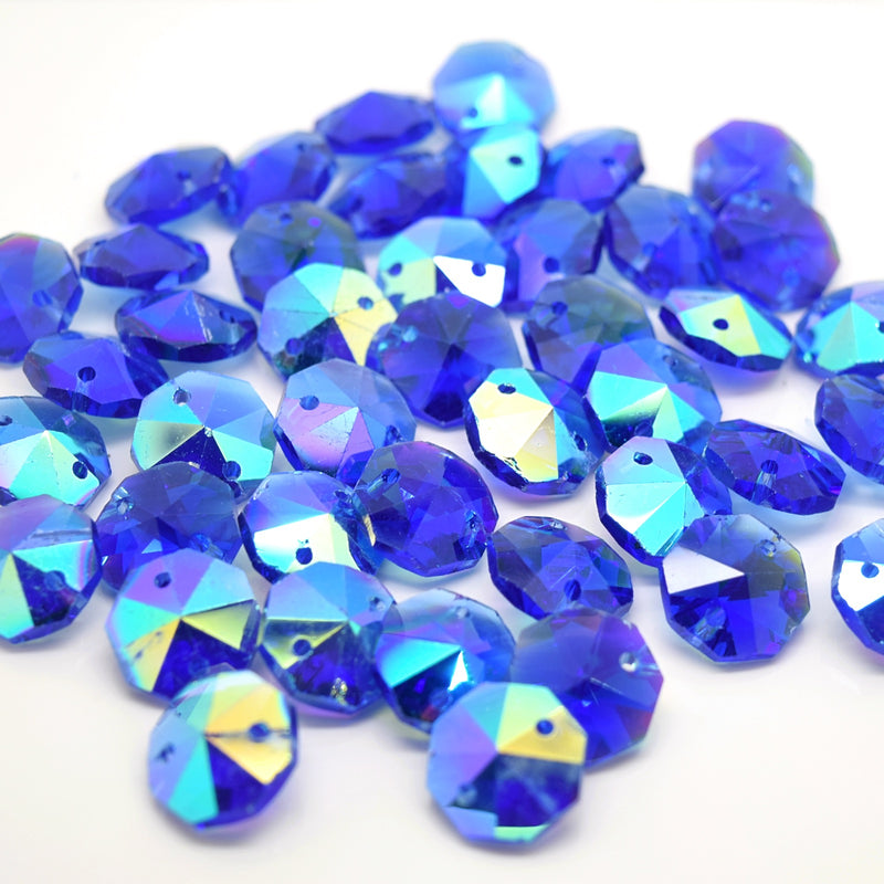 Octagon Glass Beads 14mm - Sapphire AB