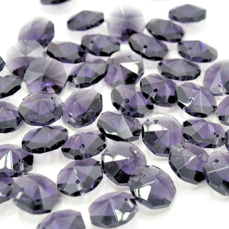 Octagon Glass Beads 14mm - Violet