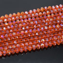 Faceted Rondelle Glass Beads - Orange Lustre/AB