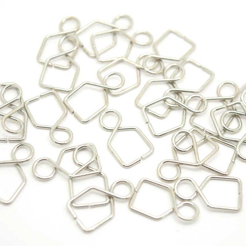 50 x Brass Pendant Pinch Hook Findings 14x8mm - Silver Plated