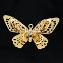 2 x Filigree GP Pendants With Rhinestones - Butterfly 21x35x7mm