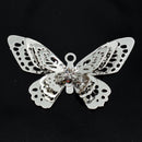 2 x Filigree SP Pendants With Rhinestones - Butterfly 21x35x7mm