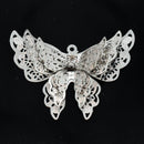 2 x Filigree SP Pendants With Rhinestones - Butterfly 26x34x8.5mm