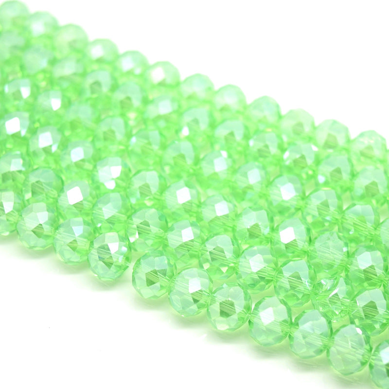 Faceted Rondelle Glass Beads - Peridot Lustre