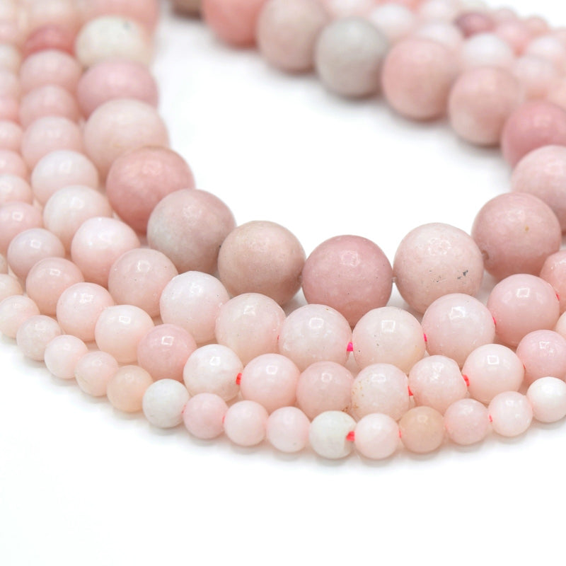 Smooth Round Gemstone Beads Natural Pink Opal - Main Image