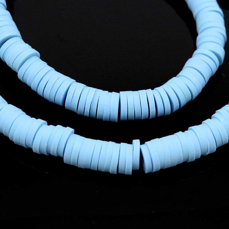 Heishi Polymer Clay Round Beads 6x1mm (740Pc/34Inch) - Light Blue