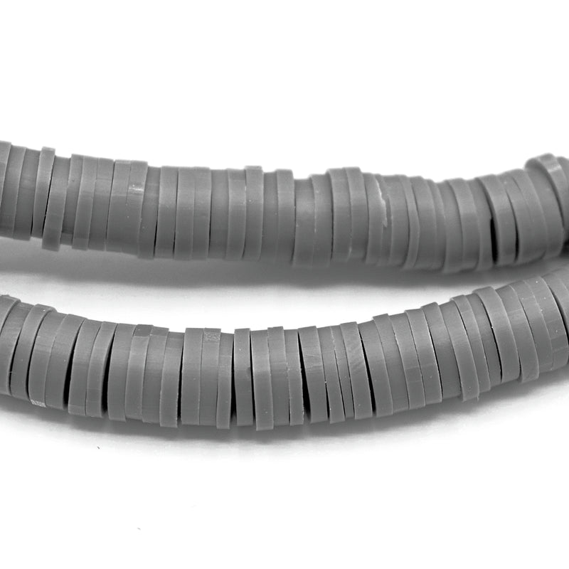 Heishi Polymer Clay Round Beads 6x1mm (740Pc/34Inch) - Grey